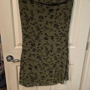 SHEIN Olive Green Floral Midi Skirt